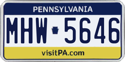 PA license plate MHW5646