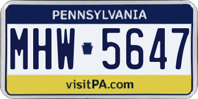 PA license plate MHW5647
