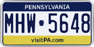 PA license plate MHW5648