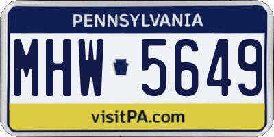 PA license plate MHW5649