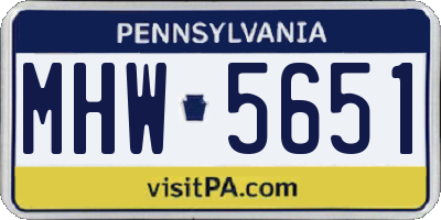 PA license plate MHW5651
