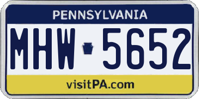 PA license plate MHW5652