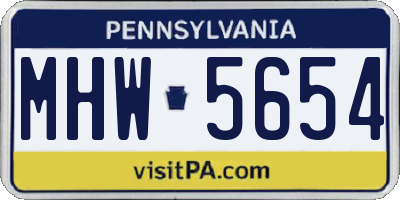 PA license plate MHW5654