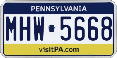 PA license plate MHW5668