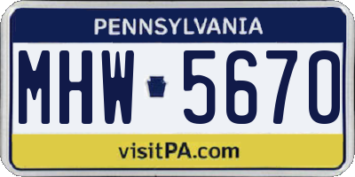 PA license plate MHW5670