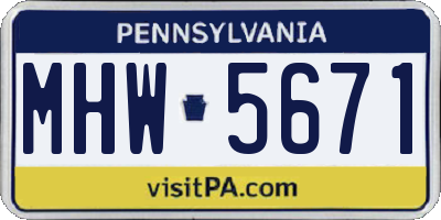 PA license plate MHW5671