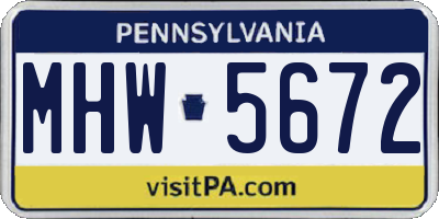 PA license plate MHW5672