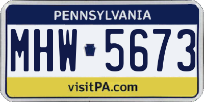PA license plate MHW5673