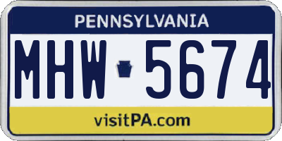 PA license plate MHW5674