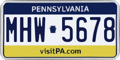 PA license plate MHW5678
