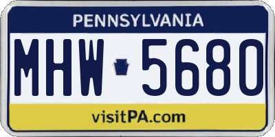 PA license plate MHW5680