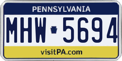 PA license plate MHW5694