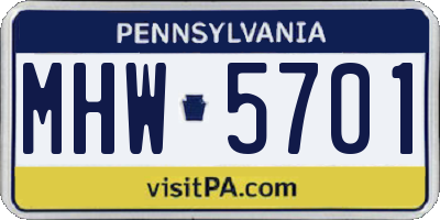 PA license plate MHW5701