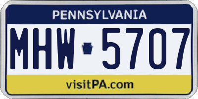 PA license plate MHW5707