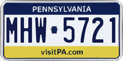 PA license plate MHW5721