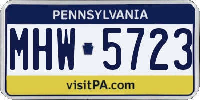 PA license plate MHW5723