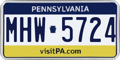 PA license plate MHW5724