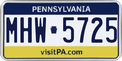 PA license plate MHW5725