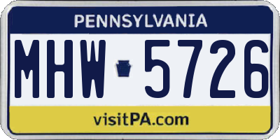 PA license plate MHW5726