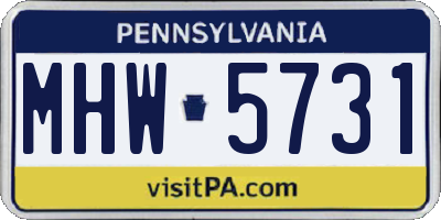 PA license plate MHW5731