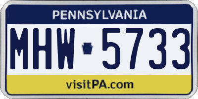 PA license plate MHW5733