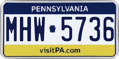 PA license plate MHW5736