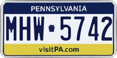 PA license plate MHW5742