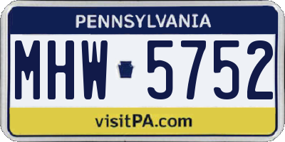 PA license plate MHW5752