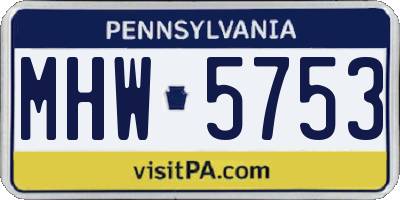 PA license plate MHW5753