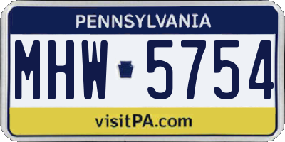 PA license plate MHW5754