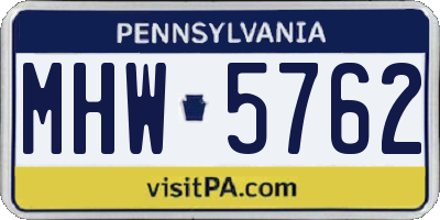 PA license plate MHW5762