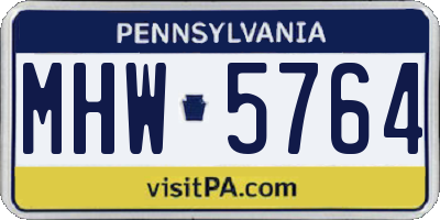 PA license plate MHW5764