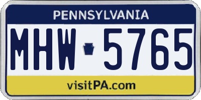 PA license plate MHW5765