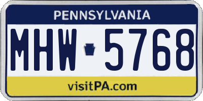 PA license plate MHW5768
