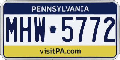 PA license plate MHW5772