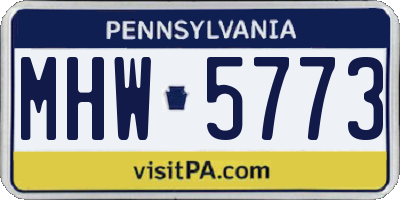 PA license plate MHW5773