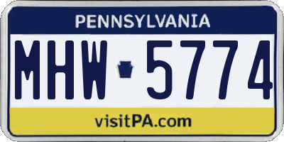 PA license plate MHW5774