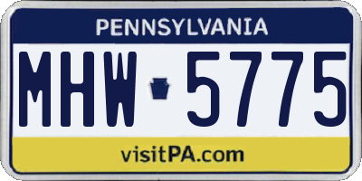 PA license plate MHW5775