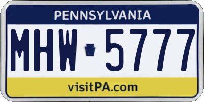 PA license plate MHW5777