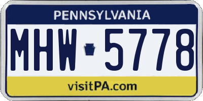 PA license plate MHW5778