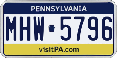 PA license plate MHW5796