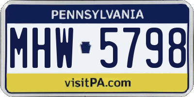 PA license plate MHW5798