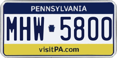 PA license plate MHW5800
