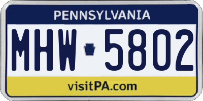 PA license plate MHW5802