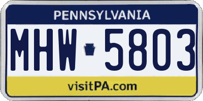 PA license plate MHW5803