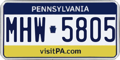 PA license plate MHW5805