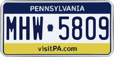 PA license plate MHW5809