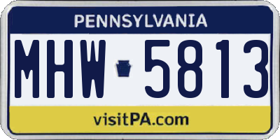 PA license plate MHW5813