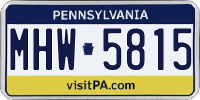 PA license plate MHW5815