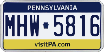 PA license plate MHW5816
